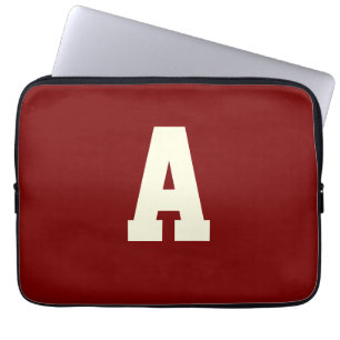 Retro monogram alpha burgundy cream laptop sleeve