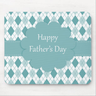 Retro Monogram Argyle Pattern Green & White Mouse Pad