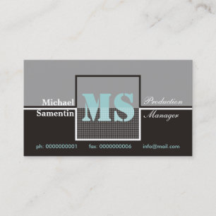 Retro Monogram black grey blue business cards