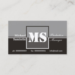 Retro Monogram black grey white business cards