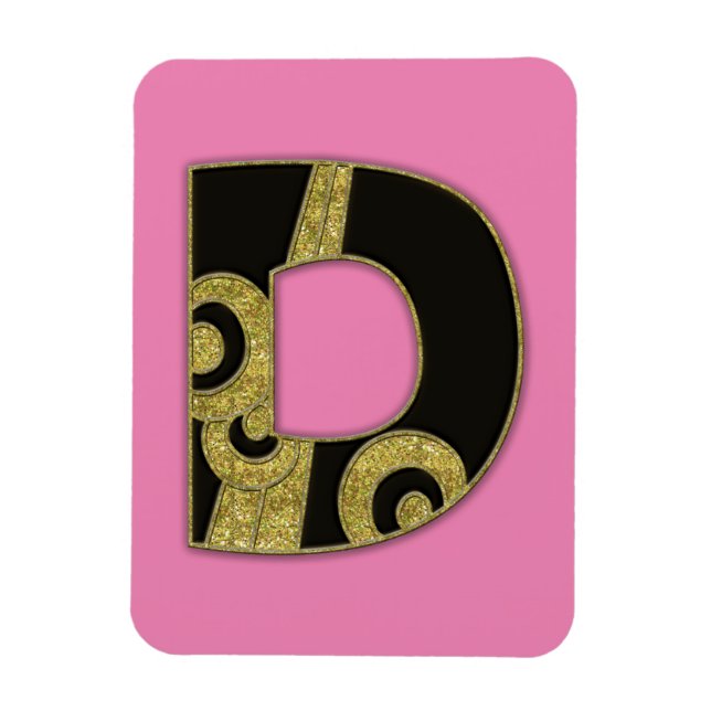retro monogram - D Magnet (Vertical)