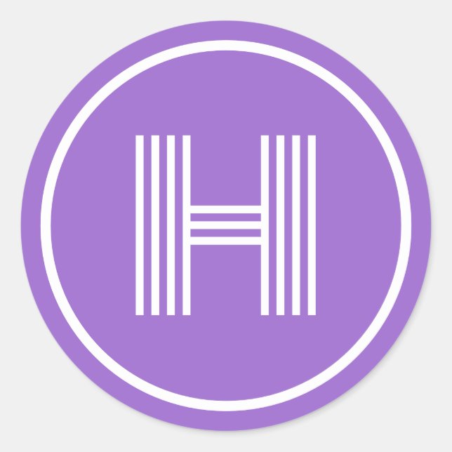 Retro Monogram Initial Amethyst Purple Classic Round Sticker (Front)