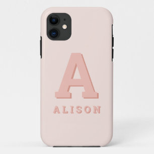 Retro monogram initial and name personalize modern Case-Mate iPhone case