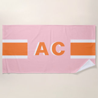 Retro Monogram Minimalist Bachelorette  Beach Towel