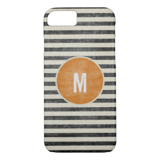 Retro Monogram Weathered Black White Stripes Case-Mate iPhone Case