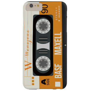 Retro Monogram Yellow Music Cassette Tape Pattern  Barely There iPhone 6 Plus Case