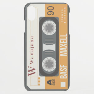 Retro Monogram Yellow Music Cassette Tape Pattern  iPhone XS Max Case