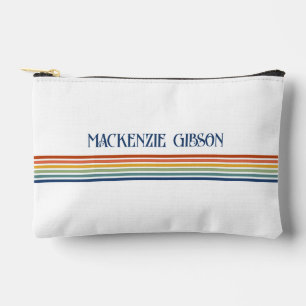 Retro Monogrammed Minimalist Stripes Accessory Bag