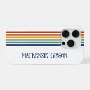 Retro Monogrammed Minimalist Stripes iPhone 15 Pro Case