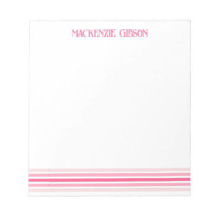 Retro Monogrammed Minimalist Stripes Notepad