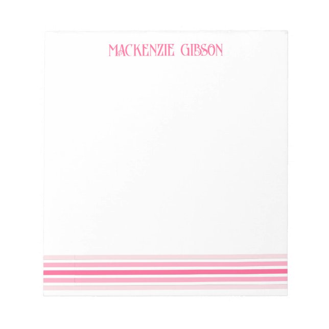 Retro Monogrammed Minimalist Stripes Notepad (Front)