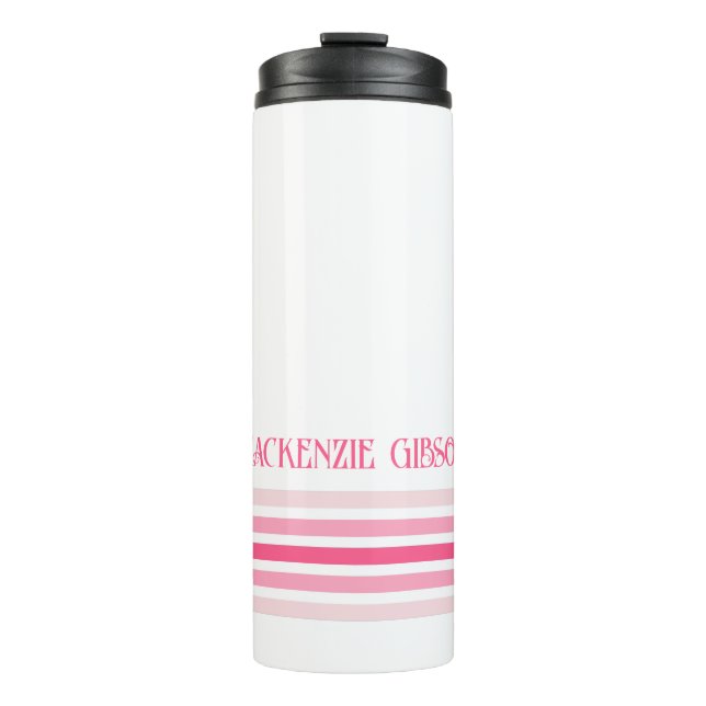 Retro Monogrammed Minimalist Stripes Thermal Tumbler (Front)