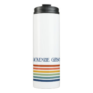 Retro Monogrammed Minimalist Stripes Thermal Tumbler