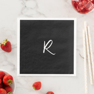 Retro Monograms Letter Black White Initial Wedding Napkin