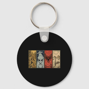 Retro monster loch ness mothman bigfoot alien key ring