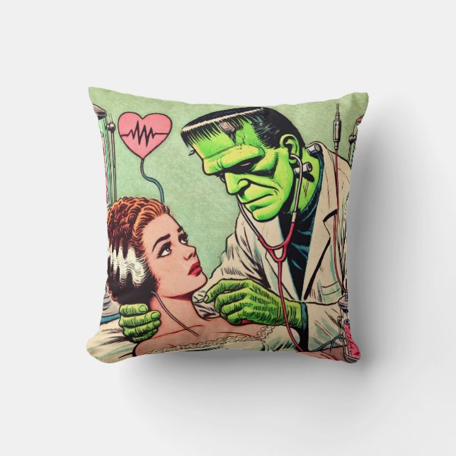 Retro Monster Love Comics Cushion (Front)