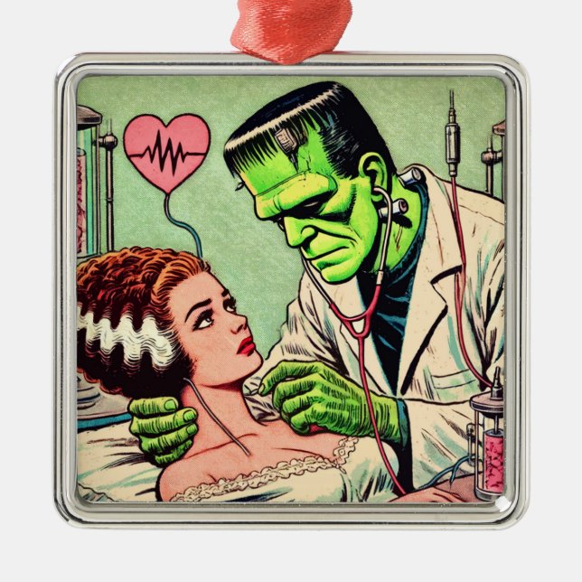 Retro Monster Love Comics Metal Tree Decoration (Front)