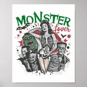 Retro Monster Lover Halloween Spooky Spooky Season Poster