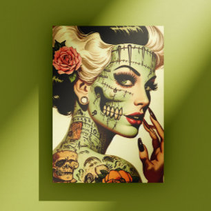 Retro Monster Pin-up Postcard