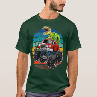 Retro Monster Truck Dinosaur Vintage Sunset Gift F T-Shirt