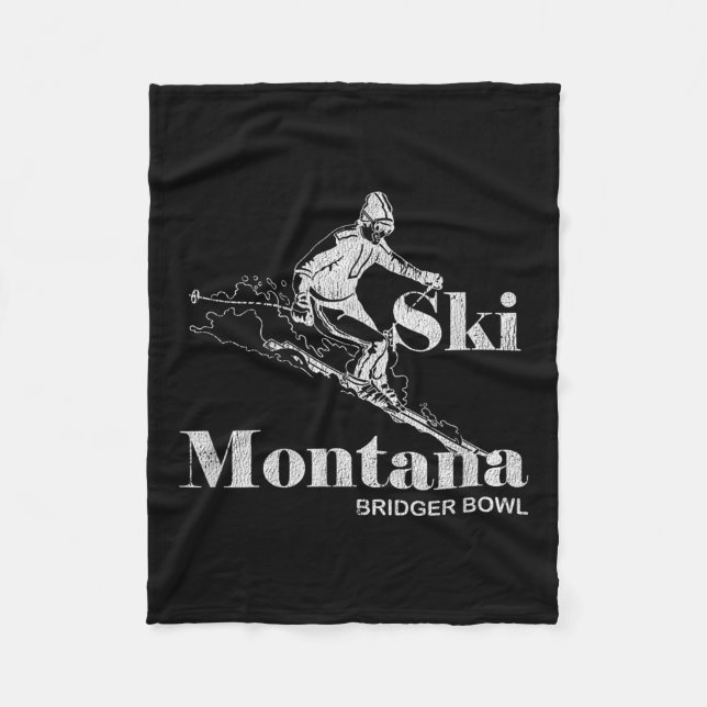 Retro Montana Bridger Bowl Skiing Tee  Fleece Blanket (Front)