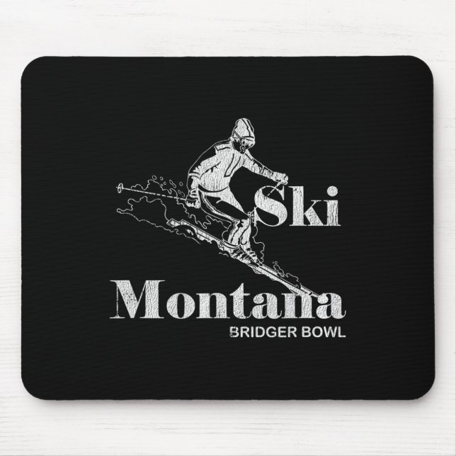 Retro Montana Bridger Bowl Skiing Tee  Mouse Pad (Front)