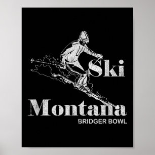 Retro Montana Bridger Bowl Skiing Tee Poster
