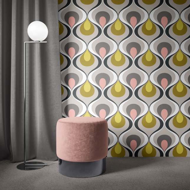 Retro Mood Mustard Yellow Pink Grey Beige Wallpaper (Creator Uploaded)