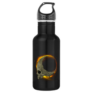  Retro moon Dead Burning Skull in Fire  532 Ml Water Bottle
