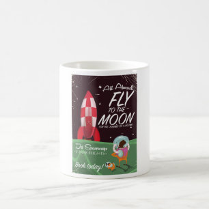Retro Moon flight cartoon travel poster Coffee Mug