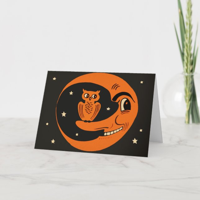 Retro Moon Halloween Card (Front)