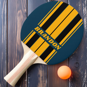 Retro Moonlit Tide Board Stripes with Name Ping Pong Paddle
