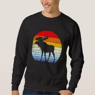 Retro Moose Sunset Vintage Silhouette Distressed S Sweatshirt