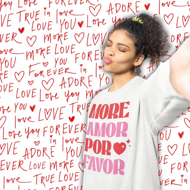 Retro More Amor Por Favour Red and Pink Trendy Sweatshirt (Creator Uploaded)