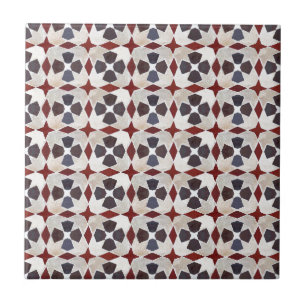 Retro Moroccan Pattern (Red, Blue, Beige) Tile