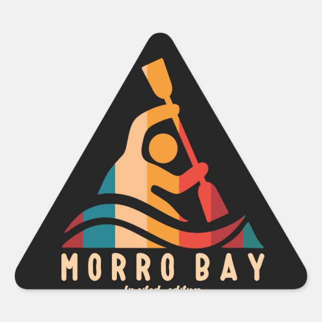 Retro Morro Bay Kayaking Triangle Sticker (Front)