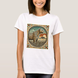 Retro Mosaic Logo of Leopard T-Shirt