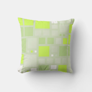 Retro Mosaic Squares   Green Lime Cushion