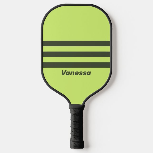 Retro Moss Fade Three Across Striping with Name Pickleball Paddle (Front)
