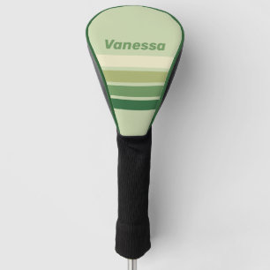 Retro Moss Rainbow Across Striping with Name Golf Head Cover