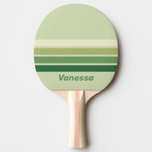 Retro Moss Rainbow Across Striping with Name Ping Pong Paddle