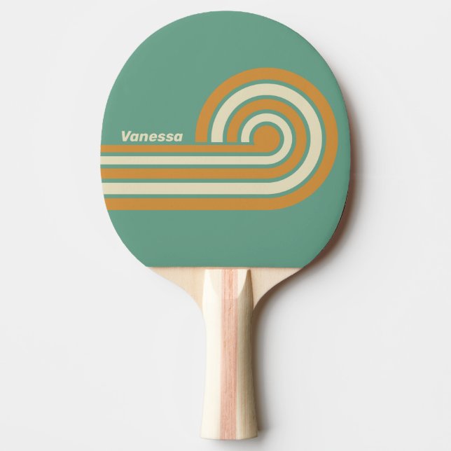 Retro Moss Stripes with Name Ping Pong Paddle (Front)