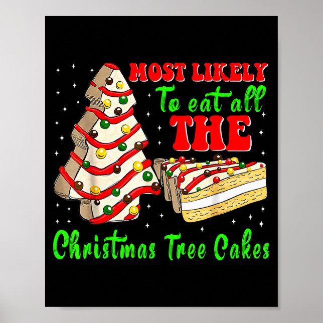 Retro Most Likely To Eat All The Christmas Tree Ca Poster (Front)