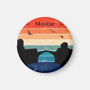 Retro Mostar Stari Most Bridge Bosnia Herzegovina Magnet