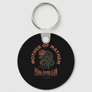 Retro mother of mayhem feral moms club moms mother key ring