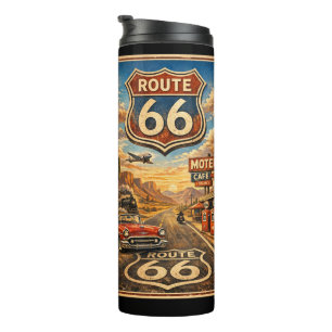 Retro Mother Road Classic Americana Sunset Thermal Tumbler