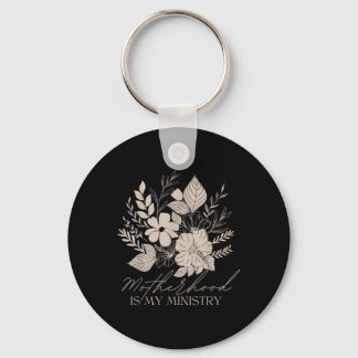 Retro Motherhood Is My Ministry Mama Flowers Chris Key Ring