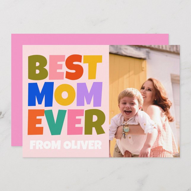 Retro Mothers Day Photo Colourful  Card (Creator Uploaded)