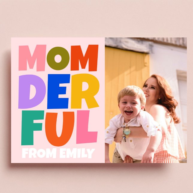 Retro Mothers Day Photo Colourful  Card (Creator Uploaded)