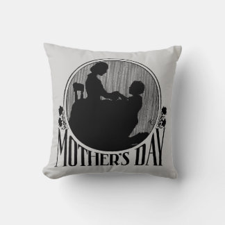 Retro Mother's Day Silhouette Light Grey Cushion